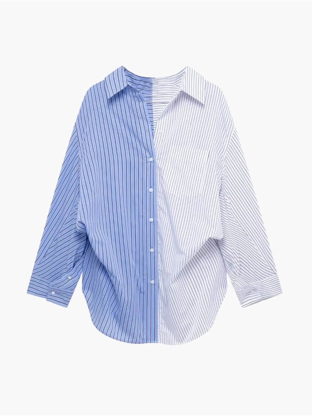 Zara Two-Tone Blue and White Striped Button-Down Shirt - Picture 1 of 6